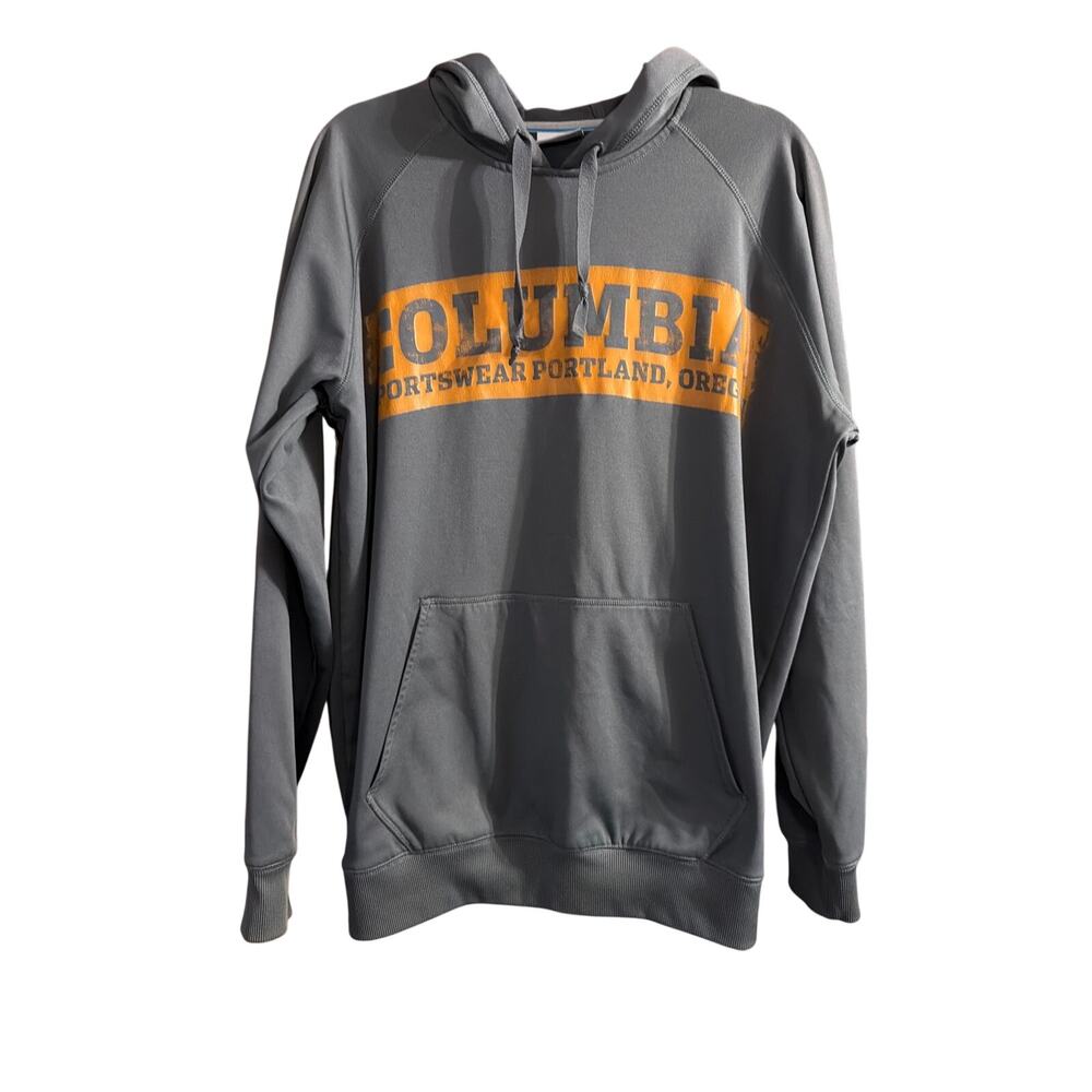 Columbia Sportswear Men's Gray & Orange Pullover Fleece Hoodie Size Medium M